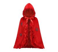 HAPNBCELE La Caperucita Roja para mujer combinada con una capa es perfecta para Halloween y juegos de rol, con una capa de terciopelo rojo con capucha de cuento de hadas (parche de doble capa, 27.56