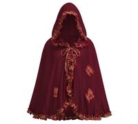 HAPNBCELE La Caperucita Roja para mujer combinada con una capa es perfecta para Halloween y juegos de rol, con una capa de terciopelo rojo con capucha de cuento de hadas (rojo vino cuadrícula, 23.62
