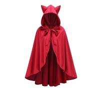HAPNBCELE La Caperucita Roja para mujer combinada con una capa es perfecta para Halloween y juegos de rol, con una capa de terciopelo rojo con capucha de cuento de hadas (estilo oreja roja, 35.43