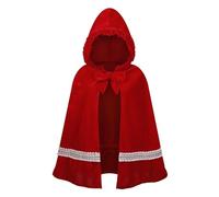 HAPNBCELE La Caperucita Roja para mujer combinada con una capa es perfecta para Halloween y juegos de rol, con una capa de terciopelo rojo con capucha de cuento de hadas (encaje tejido, 23.62 pulgadas