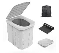 Hapoon XL - Inodoro portátil para acampar para adultos, inodoro plegable portátil con tapa, orinal portátil de viaje para adultos, inodoro para coche, color gris