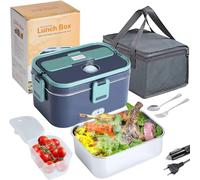 HapopFan Fiambrera eléctrica, 80 W, calefacción más rápida, 1,8 L, para camión grande, calentador de comida, portátil, con bolsa de transporte, cuchara de tenedor para coche, casa o oficina