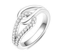 Hapour Anillo apilable de plata de ley 925 con nudo celta, anillo de promesa simple infinito para mujer, joyería de moda, tamaño L1/2 - S, Pequeño, Metal, Circonita cúbica