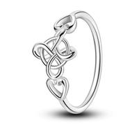 Hapour Anillo de plata de ley 925 para mujer, anillo de nudo celta de eternidad, anillos apilables para mujer, como regalo, talla L 1/2 - S, Metal, Sin piedra preciosa