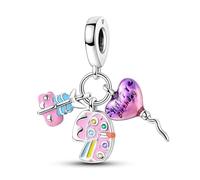 Hapour Happy Birthday Globo aerostático Family Cake Charm Plata de ley 925 Charms para pulseras y collares Joyería del día de la madre Regalos para mujeres