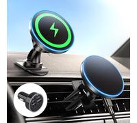 Happara Soporte para Coche con Adaptador de Fuerza magnética de 15 W, con función de Carga, Cargador inalámbrico magnético para iPhone 16, 15, 14, 13, 12 Pro MAX Plus