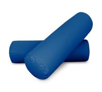 HAPPERS 2 Cojines cilíndricos de 50x15 en Polipiel Azul. Rollo Cervical para aliviar Dolor postural o Dormir