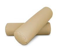 HAPPERS 2 Cojines cilíndricos de 50x15 en Polipiel Beige. Rollo Cervical para aliviar Dolor postural o Dormir