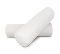 HAPPERS 2 Cojines cilíndricos de 50x15 en Polipiel Blanco. Rollo Cervical para aliviar Dolor postural o Dormir