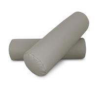 HAPPERS 2 Cojines cilíndricos de 50x15 en Polipiel Gris Claro. Rollo Cervical para aliviar Dolor postural o Dormir