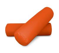 HAPPERS 2 Cojines cilíndricos de 50x15 en Polipiel Naranja. Rollo Cervical para aliviar Dolor postural o Dormir