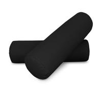 HAPPERS 2 Cojines cilíndricos de 50x15 en Polipiel Negro. Rollo Cervical para aliviar Dolor postural o Dormir