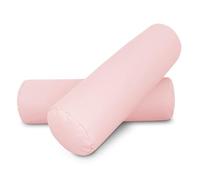HAPPERS 2 Cojines cilíndricos de 50x15 en Polipiel Rosa. Rollo Cervical para aliviar Dolor postural o Dormir