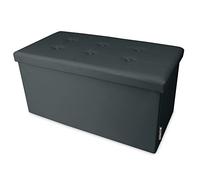 HAPPERS Baúl Puff Taburete Almacenaje 76x38x38 y 150L. Plegable y Acolchado Gris