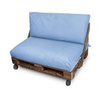 HAPPERS Cojín para Palets Toldotex Impermeable Azul Cielo Set: Asiento 120x80x20 (Liso) + Respaldo 120x45x20 (Liso)