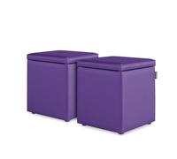 HAPPERS Pack 2 Puff Cubo Arcón Polipiel para Salón o Dormitorio Lila