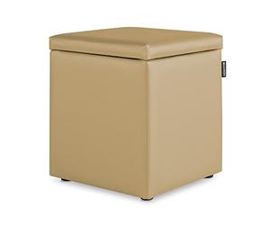 HAPPERS Puff Cubo Arcón Polipiel para Salón o Dormitorio Beige