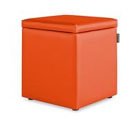 HAPPERS Puff Cubo Arcón Polipiel para Salón o Dormitorio Naranja