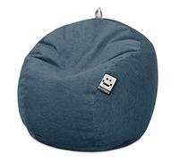 HAPPERS Puff Infantil Terciopelo Azul Oscuro, Tejido Tacto Piel de melocotón