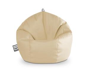 HAPPERS Puff Pelota Infantil y Juvenil de Polipiel | Sillón Ligero y Cómodo para Niños | Fácil de Limpiar para Habitación o Zona de Juegos | 60x60x60 cm - Crudo