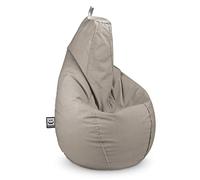 HAPPERS Puff Pera Naylim Mate con Relleno Incluido para Exterior e Interior Transpirable y Resistente | Asiento Relax Ergonómico para Terraza, Jardín y Salón | Talla Gigante XXL Piedra