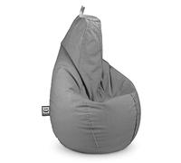 HAPPERS Puff Pera Naylim Mate con Relleno Incluido para Exterior e Interior Transpirable y Resistente | Asiento Relax Ergonómico para Terraza, Jardín y Salón | Talla Gigante XXL Gris Claro
