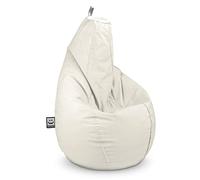 HAPPERS Puff Pera Naylim Mate con Relleno Incluido para Exterior e Interior Transpirable y Resistente | Asiento Relax Ergonómico para Terraza, Jardín y Salón | Talla XL Crudo