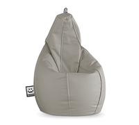 HAPPERS Puff Pera para Salón y Dormitorio con Relleno | Polipiel Alta Resistencia | Sillón Relax Ergonómico Infantil y Juvenil | Puff para Leer y Jugar | Gris Claro 130x75 XL
