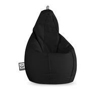 HAPPERS Puff Pera para Salón y Dormitorio con Relleno | Polipiel Alta Resistencia | Sillón Relax Ergonómico Infantil y Juvenil | Puff para Leer y Jugar | Negro 130x75 XL