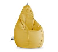 HAPPERS Puff Pera para Salón y Dormitorio con Relleno | Polipiel Alta Resistencia | Sillón Relax Ergonómico Infantil y Juvenil | Puff para Leer y Jugar | Mostaza 135x90 XXL