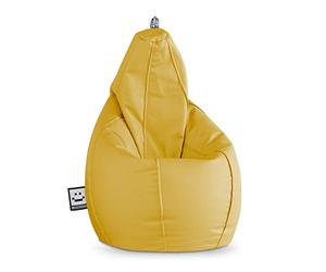 HAPPERS Puff Pera para Salón y Dormitorio con Relleno | Polipiel Alta Resistencia | Sillón Relax Ergonómico Infantil y Juvenil | Puff para Leer y Jugar | Mostaza 130x75 XL