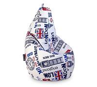 HAPPERS Puff Salón Gigante Estampado London XXL con Relleno Incluido