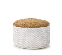 HAPPERS Puff Yute Algodón Ainoha. reposapiés, Taburete bajo, otomana, diseño Exclusivo con Relleno Incluido