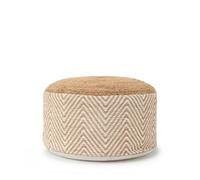 HAPPERS Puff Yute Algodón Natura. reposapiés, Taburete bajo, otomana, diseño Exclusivo con Relleno Incluido