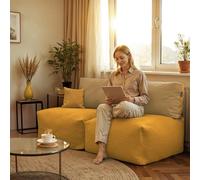 HAPPERS Sofá 2 plazas Modular Morgan en Color Ocre con Fundas Lavables