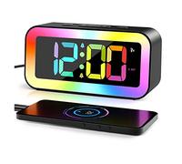 HAPPHOOH Reloj Despertador Digital, Despertador Digital, Brillo Ajustable Despertador Infantil, Despertador con Alarma Doble, Control por Voz, 12/24h, Snooze, Alimentación por Cable USB