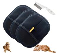 Happier Doggo Pet Hair Remover, Double Sided Cat Grooming Glove, Reusable Pet Grooming Glove, Effortlessly Grooms, Deshed & Bathe Pets Glove For Furniture, Bed, Carpet, Clothes, Sofa (3PCS)