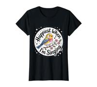 Happiest When I'm Singing Vocalist Music Singer - Camiseta gráfica económica, Mujer, Negro, M
