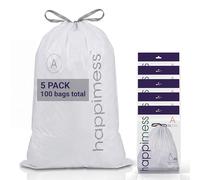 happimess Bolsas de basura con cordón de 8 galones, sin perfume, transparentes, resistentes de LDPE para cocina y hogar, ajuste personalizado, 100 unidades (5 paquetes de 20 forros) HPM3000A-C-5SET