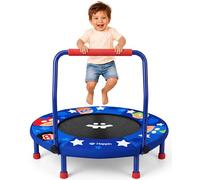 Happin Mini cama elástica de 3 pies para niños de interior con manubrio acolchado de espuma extraíble, sin ruido, marco de acero duradero y almohadilla de seguridad, cama elástica para niños a partir