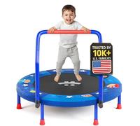 Happin Mini cama elástica de 3 pies para niños de interior con manubrio acolchado de espuma extraíble, sin ruido, marco de acero duradero y almohadilla de seguridad, cama elástica para niños a partir