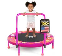 Happin Mini cama elástica de 3 pies para niños de interior con manubrio acolchado de espuma extraíble, sin ruido, marco de acero duradero y almohadilla de seguridad, cama elástica para niños a partir