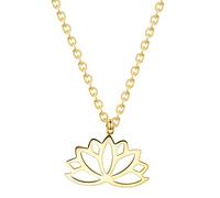 Happiness Boutique Damas Collar de Loto en Color Oro | Collar Delicado de Colgante Flor de Loto Joyería de Acero Inoxidable