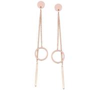 Happiness Boutique Damas Pendientes de Círculo en Oro Rosa | Pendientes Delicados de Barra Larga Joyería de Acero Inoxidable en Oro Rosa