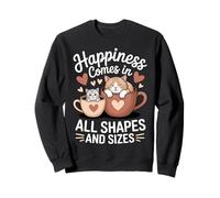 Happiness Comes In All Shapes and Sizes Funny Meme Cat Sudadera