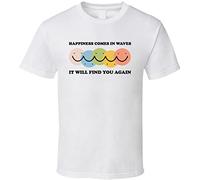 Happiness Comes in Waves It Will Find You Again Mental Health Smile Frown T Shirt(Large)