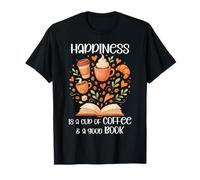 Happiness Cup of Coffee and a Good Book Brown Fall Reading Camiseta