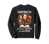Happiness Cup of Coffee and a Good Book Brown Fall Reading Sudadera