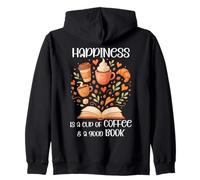 Happiness Cup of Coffee and a Good Book Brown Fall Reading Sudadera con Capucha