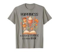 Happiness Cup of Coffee and a Good Book Lovers Fall Reading Camiseta